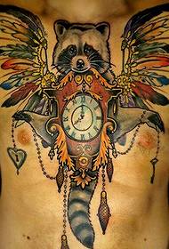 immagine di tatuaggio di volpe di colore alla moda di bel petto maschile alla moda