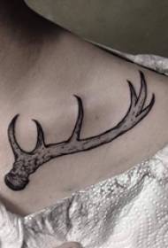 麋 msungwana wa tattoo ya antler wakumbuyo wakuda wakuda zithunzi za tattoo