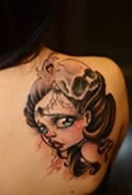 shoulder cute girl pattern tattoo