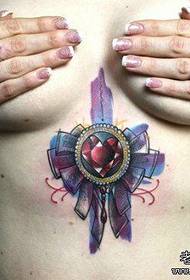 뷰티 가슴 인기있는 아름다운 컬러 보석 문신 패턴