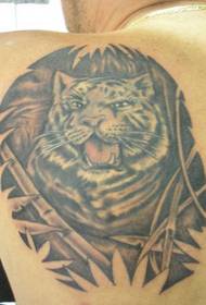 어깨 흑백 눈 호랑이 문신 그림