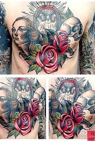 a chest European and American tattoo pattern