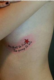 frumusețe sexy piept personalitate moda cu cinci colțuri stele tatuaj imagine
