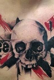 tatuaggio da teschio con inchiostro di moda maschile al petto