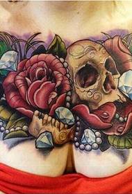 dievča hrudník osobnosť farba taro ruže tetovanie postava