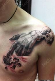 рамена 3Д руком слагалица насликана узорак тетоважа