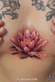 dívky krásné krásné barevné lotus tetování vzor na hrudi