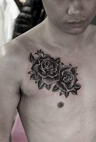 personalità moda maschile davanti petto bellissimo tatuaggio rosa immagine foto 56586 - ragazza petto moda cartone animato bello pesce modello figura figura