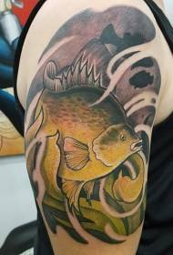 axel gammal stil stor fisk tatuering mönster