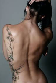 lado da cintura feminina bela cor flor tatuagem padrão