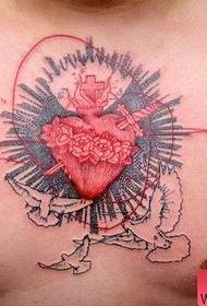 különleges stílusú szív és a béke galamb tetoválás minta