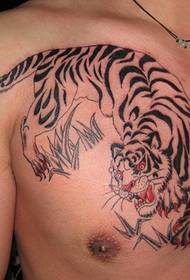 sefuba fats'e paterone ea tiger ea thaba - setšoantšo sa tattoo sa tattoo sa Xia se khothalelitsoe