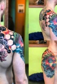 Harajuku Tattoo Vzorec Fantje Na rami Naslikana Geometrična Tattoo Slika