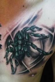 modeli i tatuazheve merimangë klasike të gjelbërimit të gjoksit