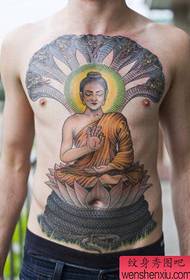 Imephu yomzimba we tattoo yacebisa ukuba isifuba se-octagonal Buddha tattoo sisebenze