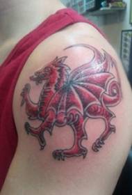 Flying Dragon Tattoo Figure Boys Painted Dragon Tattoo on Shoulder Picture
