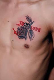 Προσωπικότητα αρσενικό κείμενο μόδας στήθος αυξήθηκε εικόνα τατουάζ εικόνα