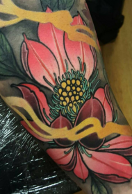 ŝultra koloro bela lotuso tatuaje ŝablono