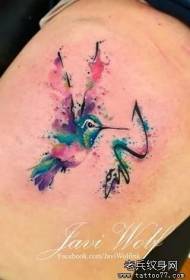 shoulder hummingbird splash ink color floral ຮູບແບບ tattoo