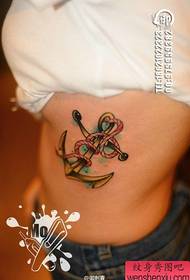 κορίτσια πλευρά στήθος όμορφα δημοφιλή μοτίβο τατουάζ άγκυρα