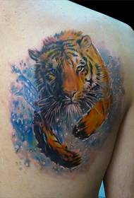 pečių spalvos tigro tatuiruotės paveikslėlis