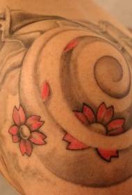 pečių spalvos gėlė su sūkurinės tatuiruotės modeliu
