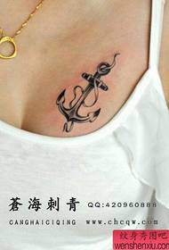 girl chest popular pop anchor tattoo pattern