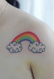 cute Shoulder rainbow მულტფილმის ტატუირების ნიმუში