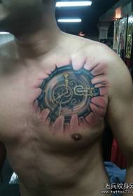 férfi mellkasa klasszikus mechanikus karóra tetoválás mintázat