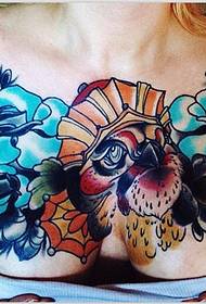 еўрапейскі і амерыканскі малюнак татуіроўкі на грудзях