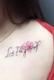 motif de tatouage de fleurs d'aquarelle fraîches petite épaule clavicule petites