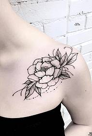 schouder Europees en Amerikaans zwart grijs bloemen tattoo-patroon