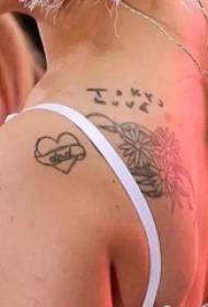 Wahine gaga tattoo whetu peke daisy iti me nga whakaahua tattoo ngakau