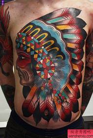 I-tattoo sibalo sinconywe okunconyiwe I-tattoo yesifuba yama-Indian tattoo