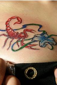 beautiful chest beautiful looking scorpion flower tattoo pattern picture