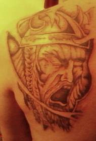 patrón de tatuaxe de avatar guerreiro de ombreiro