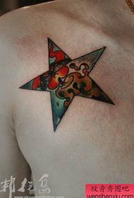 Chest a candle moth pentagram tattoo pattern