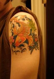 schouder geel koi tattoo patroon