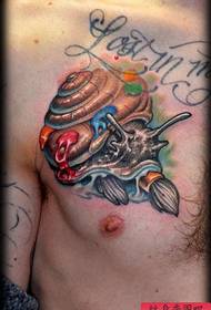Tattoo show bar recommended a chest snail tattoo work