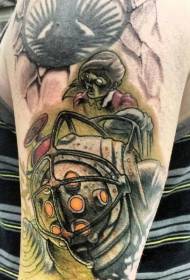 braccio nuovo robot a colori stile con motivo tatuaggio ragazza