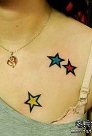 skoonheidskas pragtige kleur vyfpuntige sterre tatoeëringpatroon