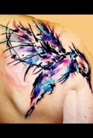 back shoulder tattoo boy shoulder color bird tattoo picture