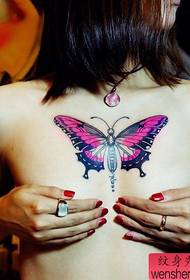ຮູບແບບ tattoo ຫນ້າເອິກທີ່ສວຍງາມສີ butterfly tattoo