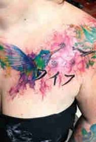 pečių paprasta tatuiruotė mergaitė pečių gėlė ir kolibris tatuiruotė paveikslėlį