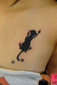 mergaičių krūtinė alternatyvus totemo katės tatuiruotės modelis