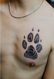 Personalized lalaki dibdib fashion maganda ang hitsura ng palma print lobo head tattoo larawan