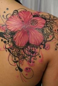 肩水彩夏威夷花卉紋身圖案