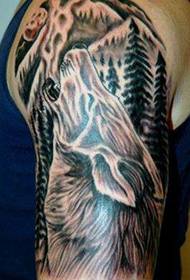 shoulder forest wolf tattoo pattern
