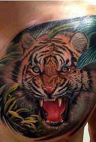 Male chifuwa umunthu mafashoni wopindulitsa mtundu tiger mutu tattoo chithunzi