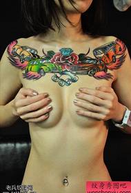 Warna dada besar perempuan V tato bekerja dengan tato 57299 - tato tubuh gambar bar direkomendasikan seorang wanita dada Fanhua tato bekerja 57300-Qing kecil jangkar tato tato karya